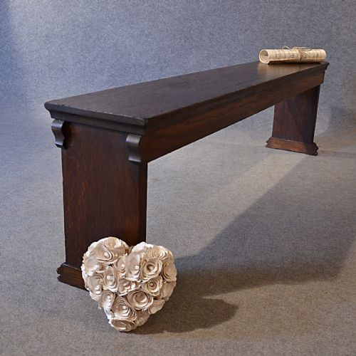 Antique Bench Pew Window Seat Form English Oak Victorian C1900
