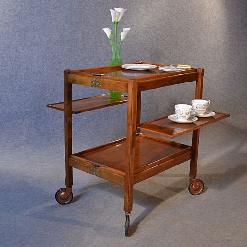 Antique Serving Tea Trolley Walnut Edwardian Vintage Folding Butler Buffet C1910