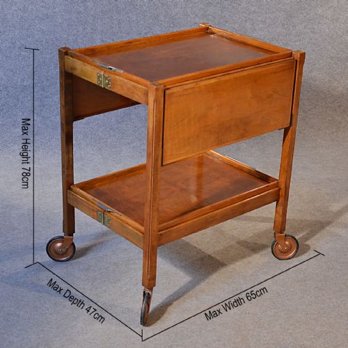 fig 1. Antique Serving Tea Trolley Walnut Edwardian Vintage Folding Butler Buffet c1910