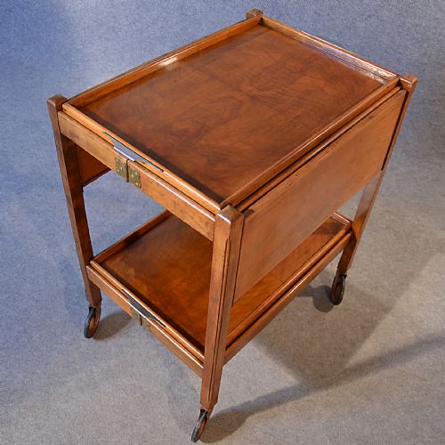 fig 2. Antique Serving Tea Trolley Walnut Edwardian Vintage Folding Butler Buffet c1910