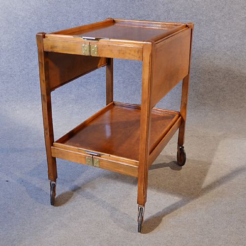 fig 3. Antique Serving Tea Trolley Walnut Edwardian Vintage Folding Butler Buffet c1910