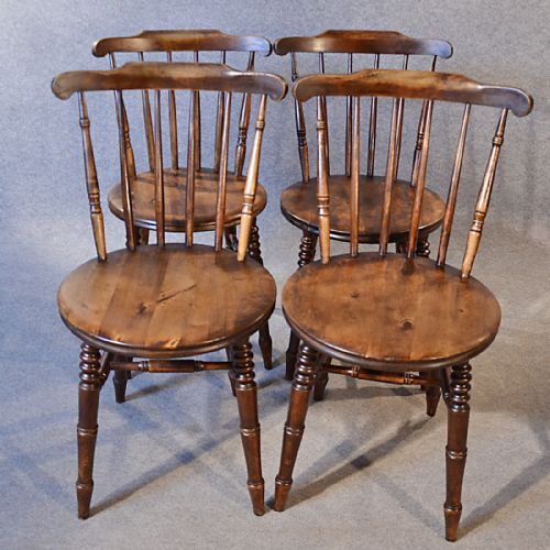 fig 2. Antique Set 4 Chairs Victorian Kitchen Dining Windsor Quality English Beech 1900