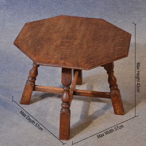 fig 1. Antique Oak Table Low Side Occasional Coffee Lamp English Edwardian c1910