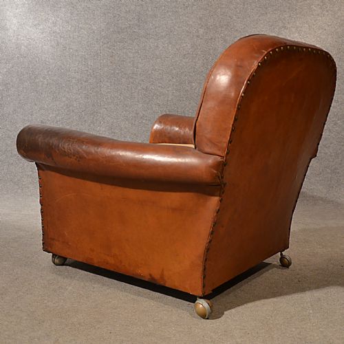 fig 2. Antique Leather Armchair Vintage Club Easy Chair Victorian English c1900