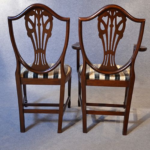 fig 4. Antique Set 6 Dining Chairs Mahogany Hepplewhite Edwardian With Carvers c1910