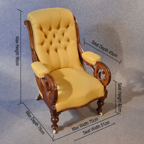 fig 1. Antique Chair Library Salon Armchair Quality Mahogany Victorian English c1860