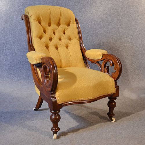 fig 2. Antique Chair Library Salon Armchair Quality Mahogany Victorian English c1860