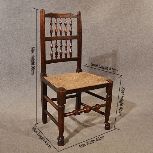 fig 1. Antique Kitchen Dining Chairs Lancashire Spindle Back Quality Ash & Elm c1800