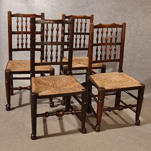 fig 2. Antique Kitchen Dining Chairs Lancashire Spindle Back Quality Ash & Elm c1800