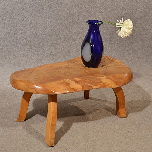 Antique Low Table English Elm Carved Country Coffee Side Lamp Victorian C1900