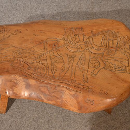fig 2. Antique Low Table English Elm Carved Country Coffee Side Lamp Victorian c1900