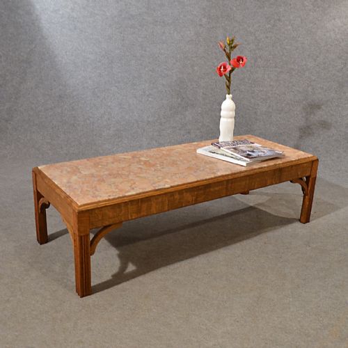 Antique Coffee Table Low Occasional Magazine Marble Edwardian English Oak C1910