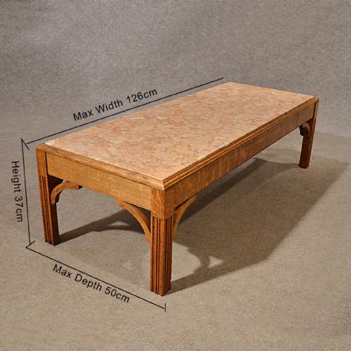 fig 1. Antique Coffee Table Low Occasional Magazine Marble Edwardian English Oak c1910