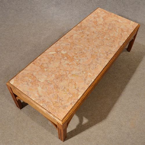 fig 2. Antique Coffee Table Low Occasional Magazine Marble Edwardian English Oak c1910