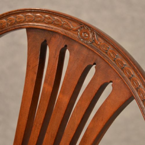 fig 3. Antique Dining Chairs Leather Wide Seat Victorian English Hepplewhite Hoop c1880