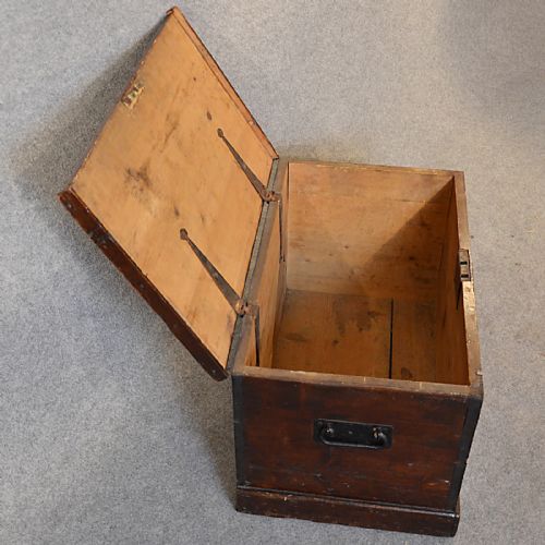 fig 2. Antique Blanket Box Coffee Table Chest Shipping Trunk English Victorian c1870