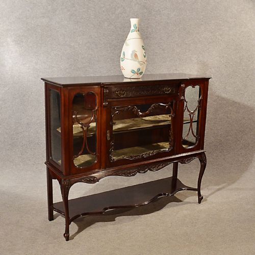 Antique Display Case China Cabinet Quality Edwardian English Mahogany C1910