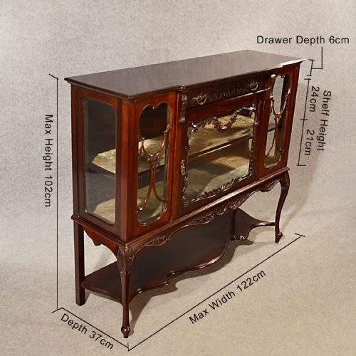 fig 1. Antique Display Case China Cabinet Quality Edwardian English Mahogany c1910