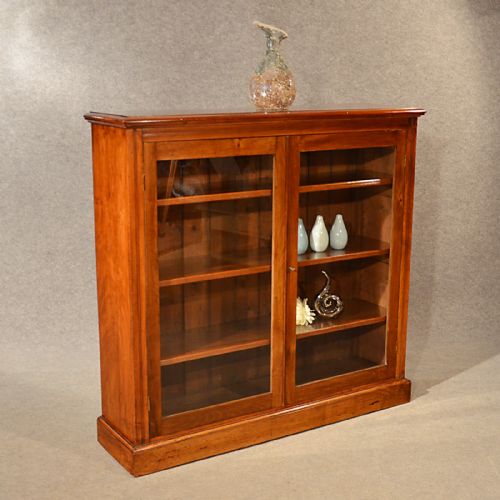 Antique Bookcase Solid Walnut Display Cabinet Quality English Victorian C1880