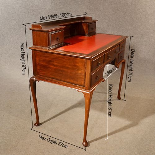 fig 1. Antique Bureau Writing Study Desk Leather Top Quality English Victorian c1900
