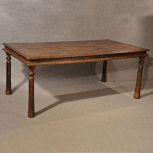 Antique Dining Table Walnut Iron Bound 17th Century