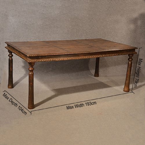 fig 1. Antique Dining Table Walnut Iron Bound 17th Century