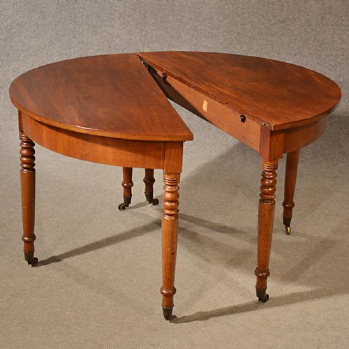 fig 2. Antique Dining Table Extending Georgian Round or Demi Lune Pair Tables c1780
