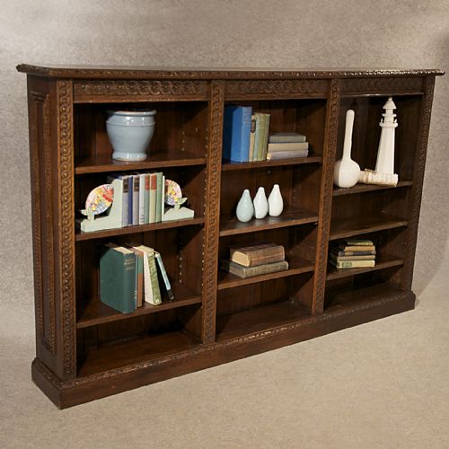 Antique Bookcase Large Oak Library Cabinet Quality English Victorian C1880