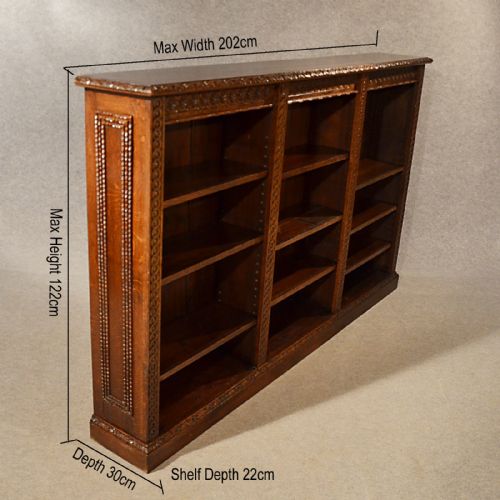 fig 1. Antique Bookcase Large Oak Library Cabinet Quality English Victorian c1880