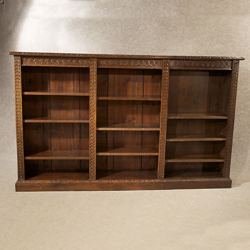 fig 3. Antique Bookcase Large Oak Library Cabinet Quality English Victorian c1880