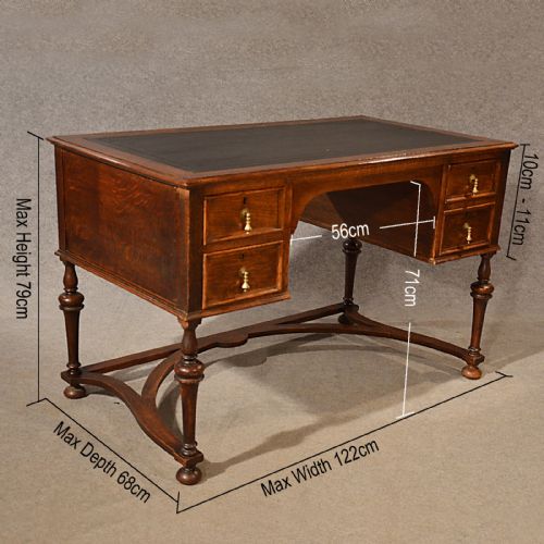 fig 1. Antique Desk Study Oak Leather Top Library Table Quality Victorian English c1900