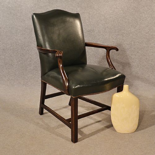 Antique Leather & Oak Study Desk Office Chair Quality English Edwardian C1910