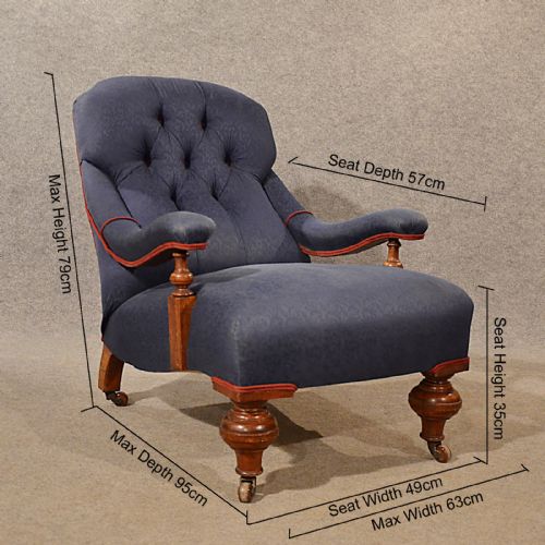 fig 1. Antique Armchair Easy Chair Quality English Victorian In Manner of Howard c1870