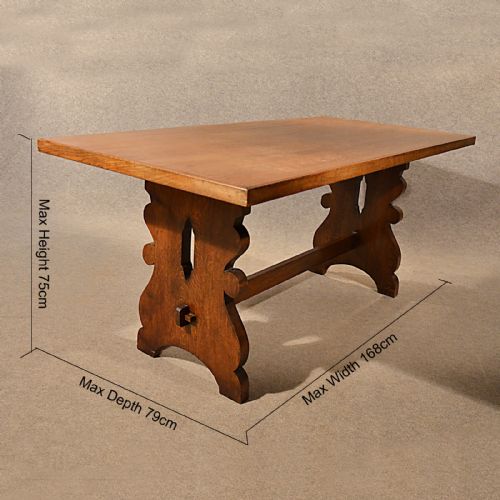fig 1. Antique Oak Kitchen Dining Table Country Six Seat English Refectory 5' 6