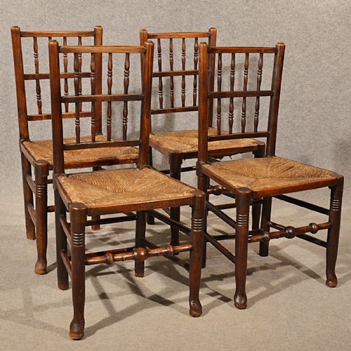 Antique Kitchen Dining Chairs Lancashire Spindle Low Back Quality Ash Elm C1800