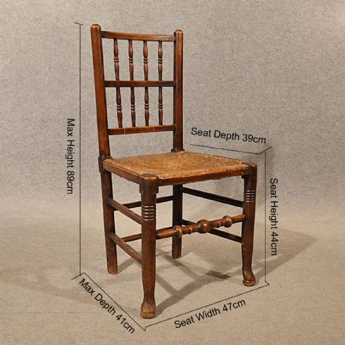 fig 1. Antique Kitchen Dining Chairs Lancashire Spindle Low Back Quality Ash Elm c1800