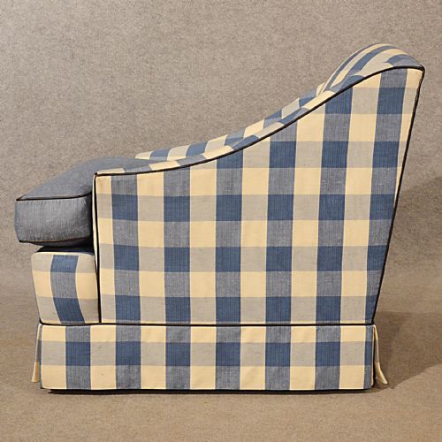 fig 2. Antique Armchair Easy Chair Quality English Victorian Blue Gingham Check c1880