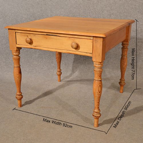 fig 1. Antique Pine Table Kitchen or Dining With Drawer Quality English Victorian c1900