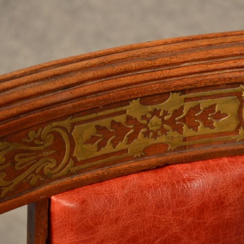 fig 4. Antique Dining Chairs Leather Seat Quality English Regency Brass Inlaid c1880