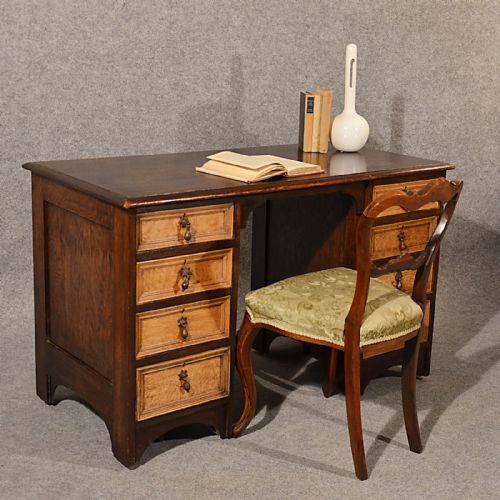 Antique Desk Study Writing Pedestal Table Quality Edwardian 4' English Oak C1910