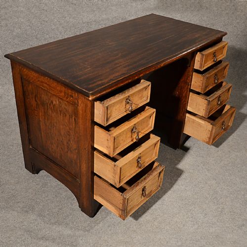 fig 4. Antique Desk Study Writing Pedestal Table Quality Edwardian 4' English Oak c1910