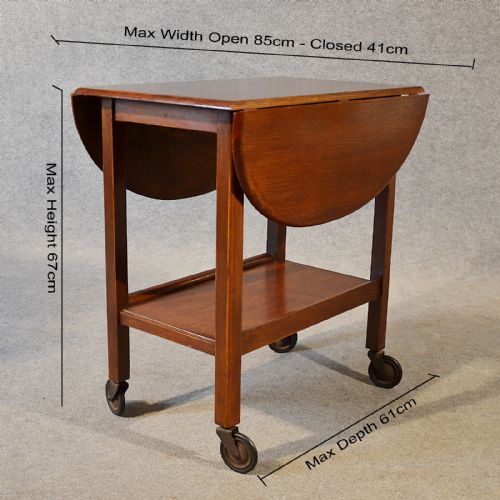 fig 1. Antique Oak Serving Side Table Tea Trolley Butler Serving Buffet Edwardian c1910