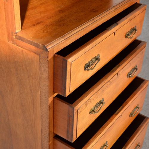 fig 3. Antique Tall Cabinet Chest of Drawers Tallboy Dresser Walnut Edwardian c1910