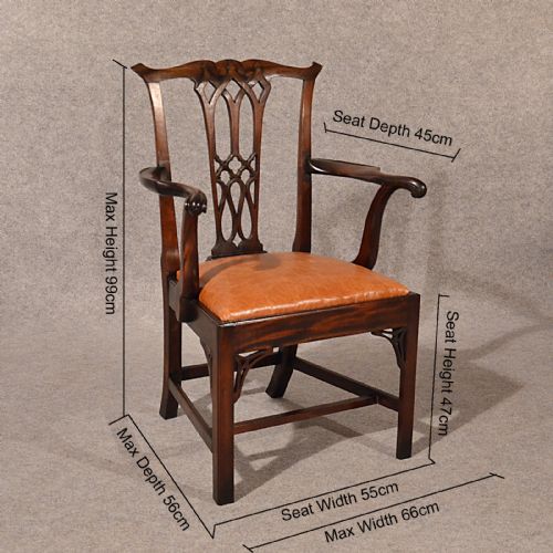 fig 1. Antique Leather Study Desk Chair Wide Quality English Chippendale Revival c1880