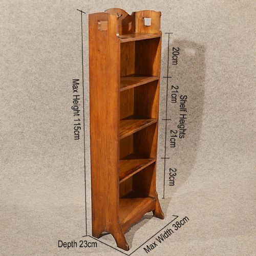 fig 1. Antique Bookcase Book Stand Narrow Arts Crafts Solid English Oak Victorian c1900
