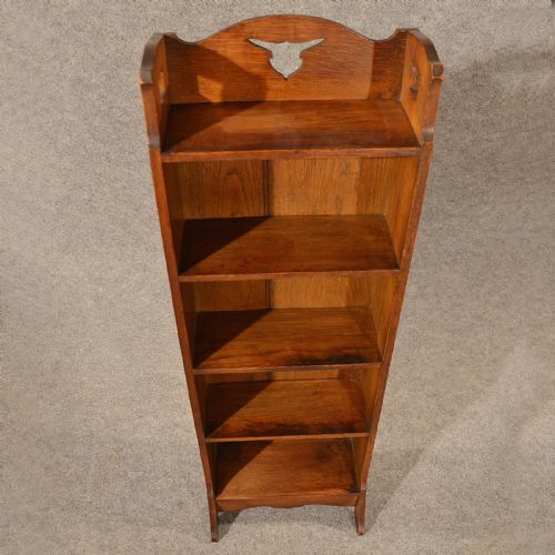fig 2. Antique Bookcase Book Stand Narrow Arts Crafts Solid English Oak Victorian c1900