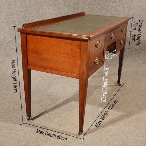 fig 1. Antique Desk Study Library Table Leather Top Fine Inlaid Victorian English c1890