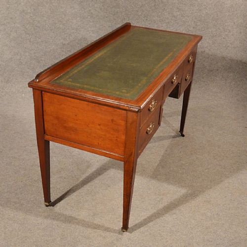 fig 2. Antique Desk Study Library Table Leather Top Fine Inlaid Victorian English c1890