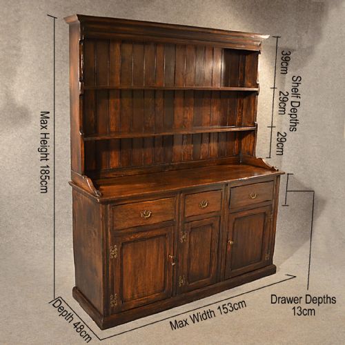 fig 1. Antique Elm Welsh Dresser Country Kitchen Display Cabinet Fine Quality c1900