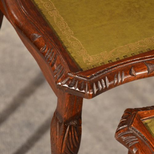 fig 3. Antique Nest Set Tables Side Occasional English Edwardian Oak With Leather c1910